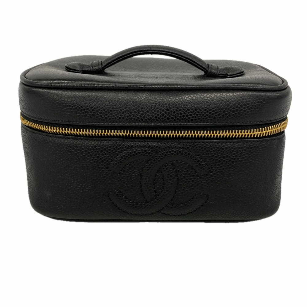CHANEL Black Caviar Leather Vanity Bag